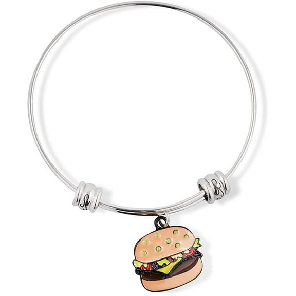Hamburger Bracelet | Coloured Enamel Fancy Charm Bangle