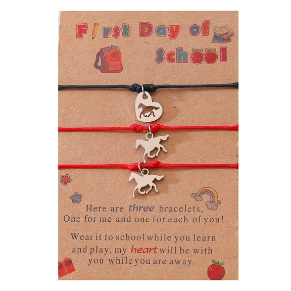 HUANLEDASH 3Pcs Rope Bracelets with Horse-Shaped Pendant Lightweight Adjustable Friendship Bracelet Bangle for Men Women