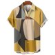 thumbnail image 3 of Camisa hawaiana con estampado geométrico para hombre, blusa holgada de manga corta con estampado 3D y empalmes coloridos, camisas hawaianas con solapa, 3 of 5