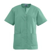 AngelStat Ladies Jewel Neck Snap Front Scrub Tops,Jade,NTJ 851NTJM