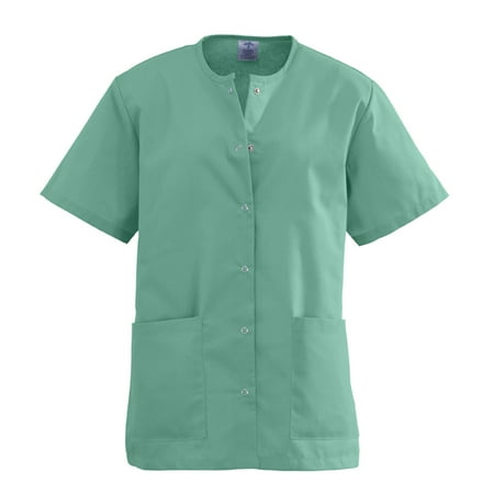 AngelStat Ladies Jewel Neck Snap Front Scrub Tops,Jade,NTJ 851NTJM