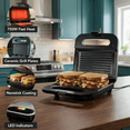 thumbnail image 2 of OVENTE Electric Panini Press Grill with Nonstick Plates, LED Indicator Lights, Thermostat Control, Cool Touch Handle, Compact Sandwich Maker Perfect for Cooking Breakfast, Snacks & More Black GP0401B, 2 of 8