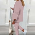 thumbnail image 4 of Women's Elegant Solid Color Long Sleeve Cardigan and Straight Leg Pants Suit Set for Wear, 4 of 6