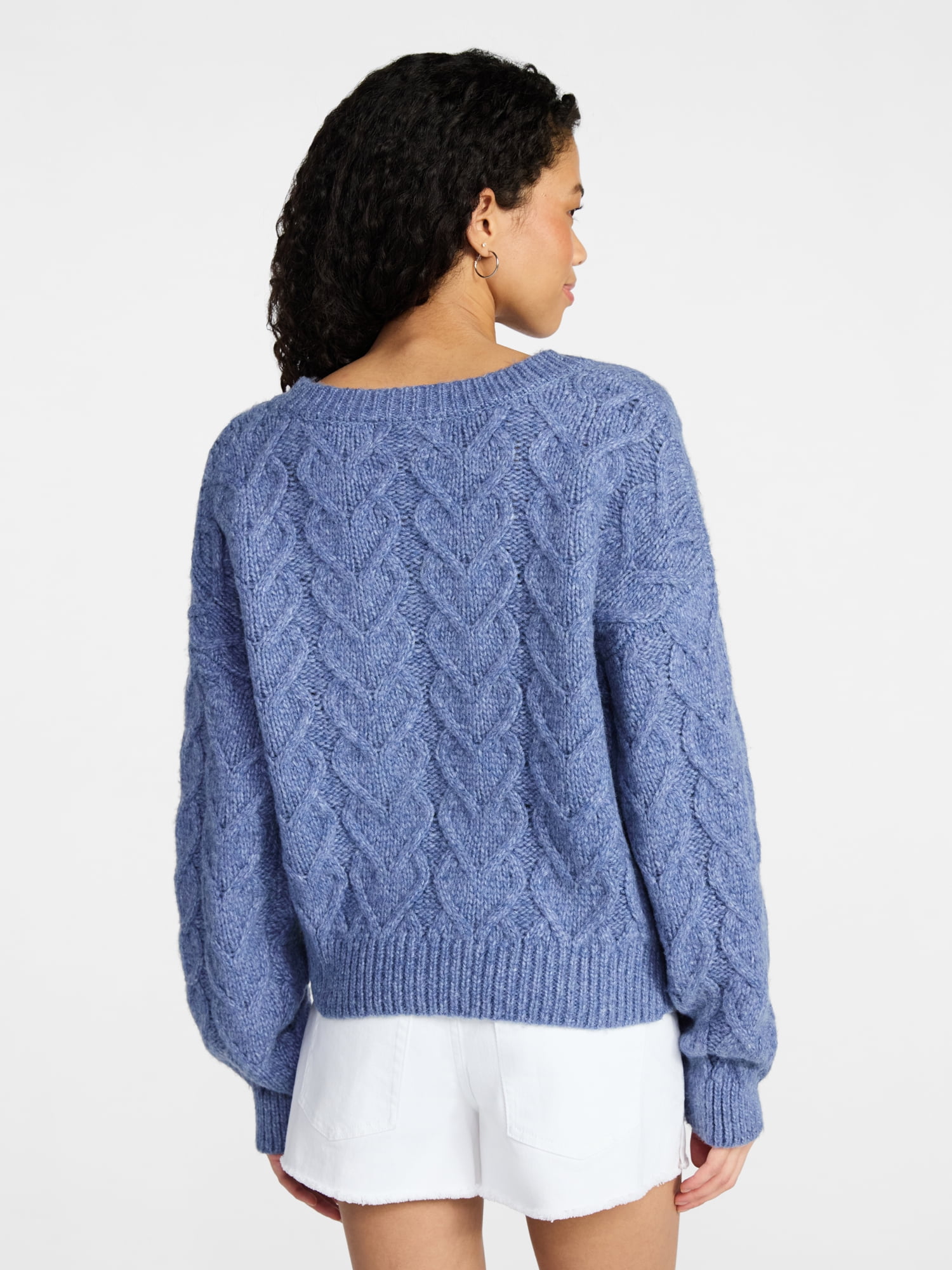 No Boundaries V-Neck Pullover Sweater, Midweight, Women's XXS-XXL