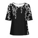 thumbnail image 2 of Tops de Lino para Mujeres Imprimir Suéter Cuello Redondo Manga Corta Superior Poliéster, Blusa de Moda Casual para la Primavera Y el Verano, 2 of 5