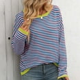 thumbnail image 2 of Erwazi Womens Long Sleeve Striped Shirts Loose Fit Casual Crewneck Sweatshirts Lightweight Trendy T-shirts Fall Tops, 2 of 6