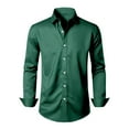 thumbnail image 6 of RYRJJ Men's Silk Satin Long Sleeve Dress Shirts Business Casual Button Down Shirt Wedding Formal Party Prom Shirts(Green,S), 6 of 9