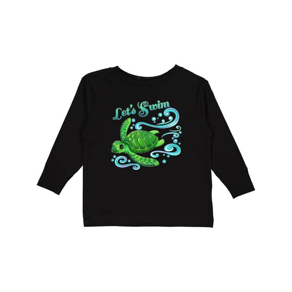 Inktastic Lets Swim- cute sea turtle Boys or Girls Long Sleeve Toddler T-Shirt