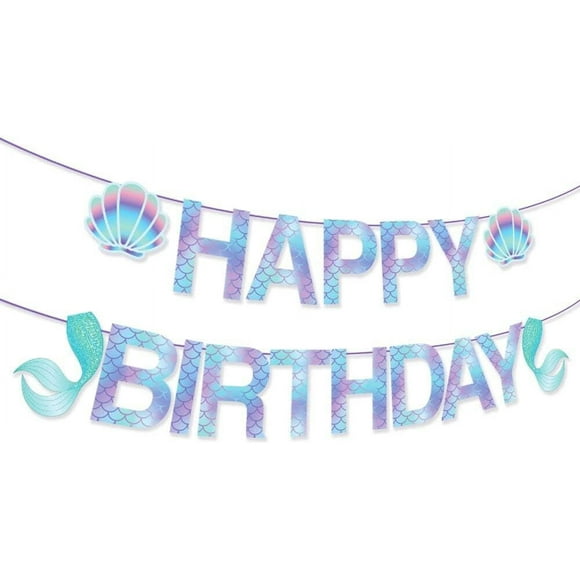 ORUYROP Anor WishLife Sparkle Mermaid Birthday Banner,Mermaid Banner,Mermaid Party Supplies,Little Mermaid Birthday Decoration for Girls,Boys,Kids,Home,Classroom,Baby Showers,1st Birthday