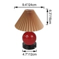 thumbnail image 2 of FSLiving Small Cute Ceramic Pot Brown Pleated Shade Table Lamp Rechargeable Battery Operated by Remote Control Dimmable, Wireless Warm Light, Crimson Mushroom for Living Room, Console, End Table, 2 of 8