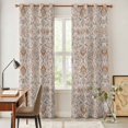 thumbnail image 4 of Vintage Boho Kitchen Curtains 96 Inch Length, Retro Southwestern Ethnic Mexican Floral Grommet Top Bedroom Living Room Curtains, Light Filtering Cafe Curtain Drapes 2 Panels Set 104''x96'', 4 of 9