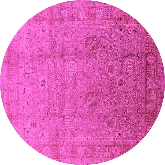 Ahgly Company Indoor Round Oriental Pink Industrial Area Rugs, 3' Round