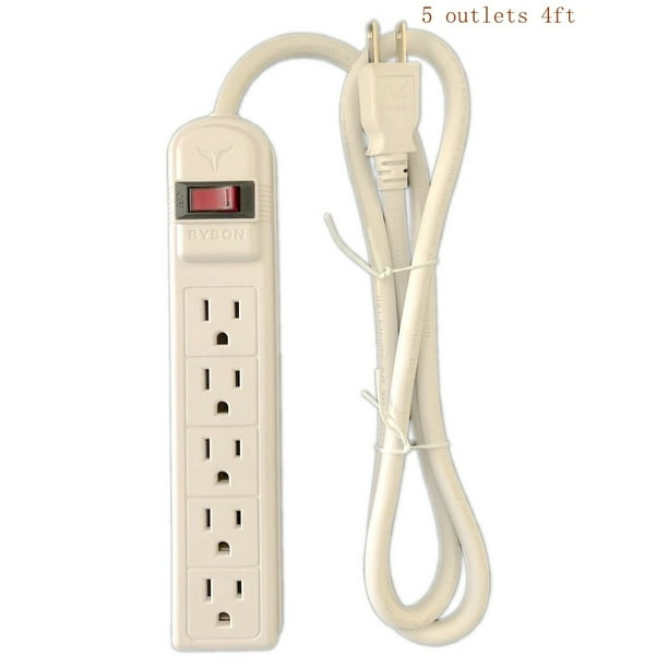 BYBON 5 Outlets Power Strip Surge Protector 4ft 14/3 AWG 300J ULlisted