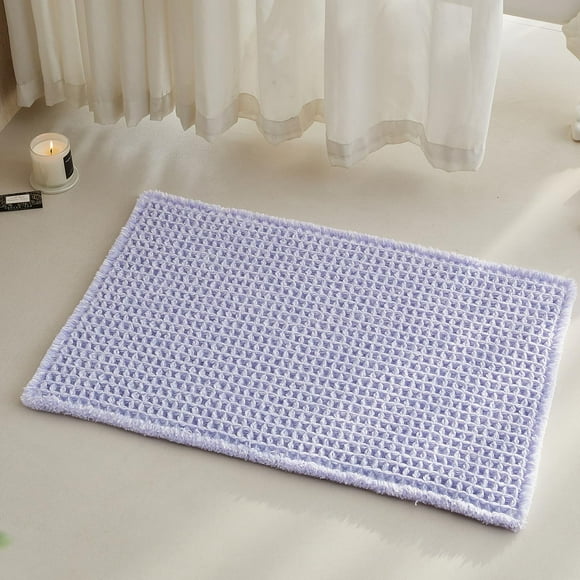 Alfombra de baño TYUU Waffle, crema lavanda, 76 x 51 cm, antideslizante