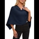 thumbnail image 2 of Poncho para Mujer, Corte Entallado, Chal Versátil, Tejido Suave, Cuello Vuelto, Top Corto Azul Marino un Tamaño, 2 of 10