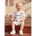 thumbnail image 6 of BemeyourBBs Toddler Baby Boy Girl 4th of July Outfit Infant Baby Patriot Independent Day Summer Clothes Short Sleeve America Flag Embroidery Waffle Knit T Shirt Tops Elastic Waist Pockets Shorts Set, 6 of 9