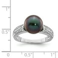 thumbnail image 4 of Sterling Silver Rhodium-plated 9-10mm Round Tahitian Pearl CZ Ring QR7141, 4 of 5