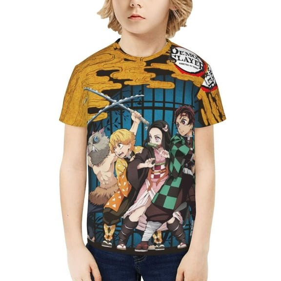 Demon Slayer: Kimetsu No Yaiba Kids T-Shirt 3d Printed Graphic T-Shirts Boys And Girls Short Sleeve Shirts For Youth Kids X-Small