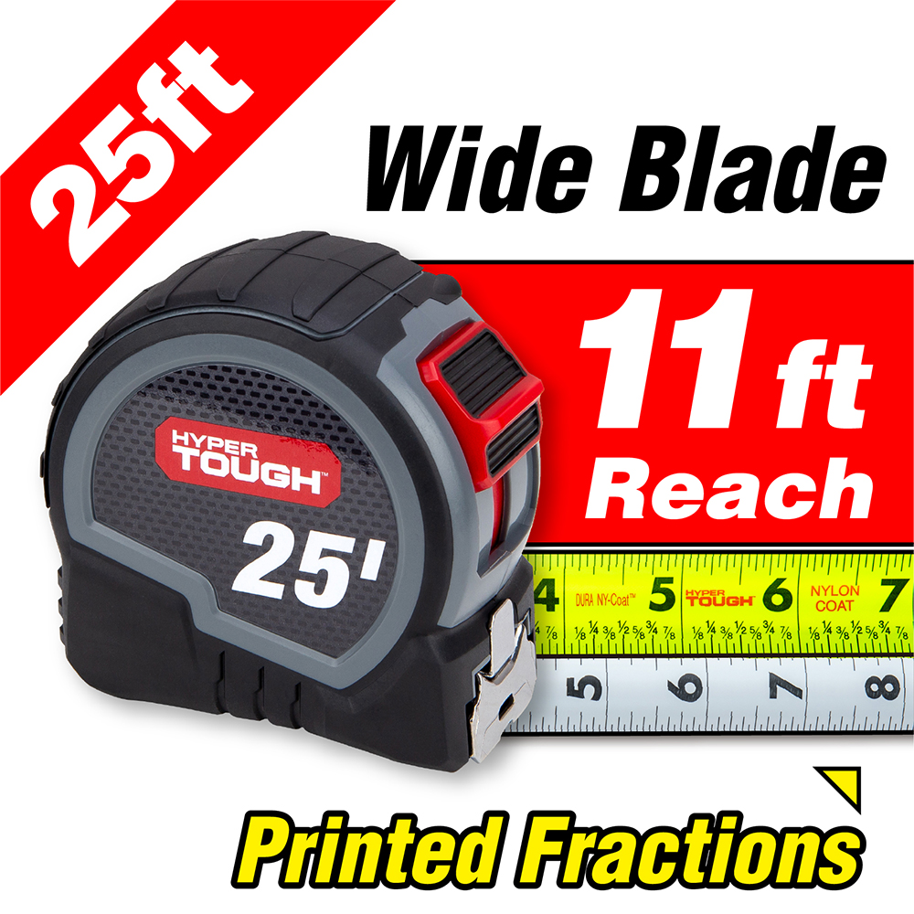 Hyper Tough 25 Ft. Wide Blade Steel Tape Measure photo 5