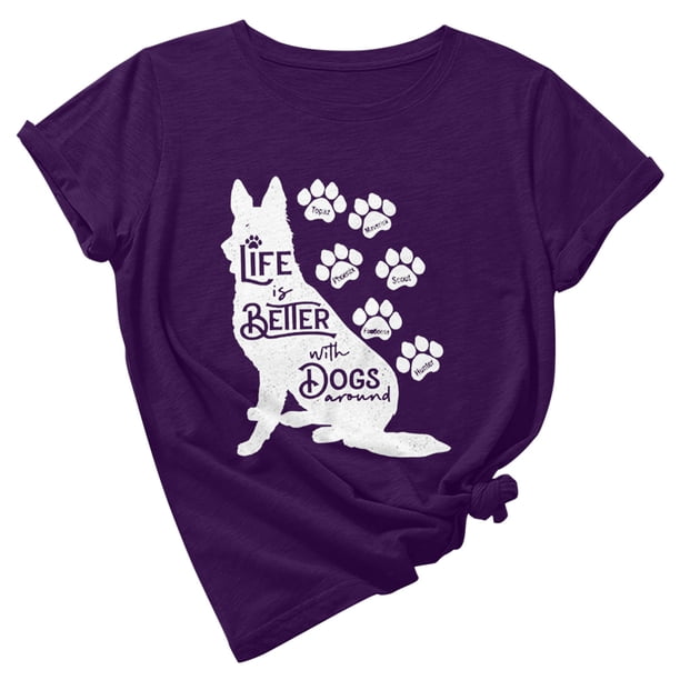 Camiseta de manga corta con estampado de animales y cuello redondo suelto a la moda de verano para mujer Pompotops hfajkhk135153