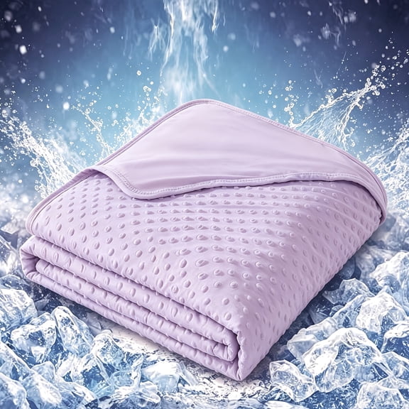 Ice Silk Beaded Fleece Cooling Throw Blanket, Lightweight Breathable Summer Blanket for Hot Sleepers, Soft Cool Blanket for Sofa, Bedroom & Travel