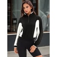 thumbnail image 7 of DARING DIVA Women's Quarter Zip Pullover Cropped Sweatshirt XL Black White, 7 of 7