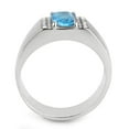 thumbnail image 3 of Mens Ring Silver Stainless Steel Ring withBlue Gem in Sea Blue, 3 of 7