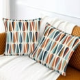 thumbnail image 3 of Boho Pillow Covers 16x16 Set of 2, Mid-Century Blue Orange Drop Shapes Decorative Throw Pillow Covers Outdoor Retro Abstact Lumbar Pillow Cases for Bed Couch Sofa Home Decor, 3 of 3