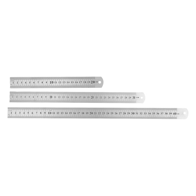 3 Pcs Règle en Acier Inoxydable Règle en Métal pour Dessin École Bureau Ingénierie 20cm/30cm/40cm