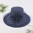 thumbnail image 2 of Prolriy  Derby-Inspired, Spring Fascinator  Hats for Women Church Dress Hat for Women Black Fascinators Bridal Tea Wedding Hat Wide Brim Tea Party Hats for Women Navy M, 2 of 5
