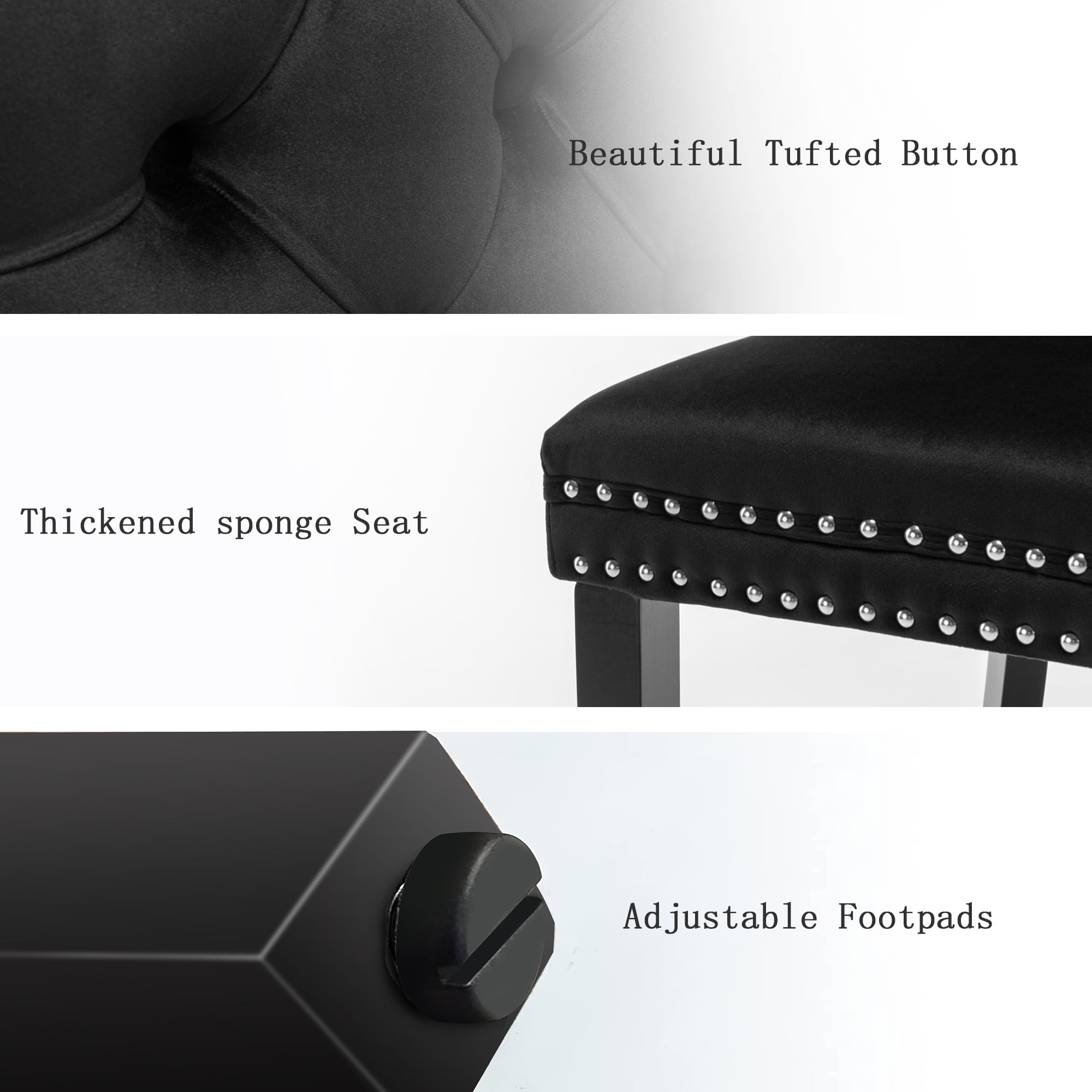 Resenkos Upholstered Tufted Dining Chairs Set of 2 with Nail Head Decor, Black Velvet Fabric Resenkos Upholstered Tufted Dining Chairs Set of 2 with Nail Head Decor, Black Velvet Fabric