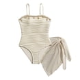 thumbnail image 2 of Girls Swimsuit Bathing Suit Girl's 3 Piece Texture Bathing Suit with Tassles High Waist Bikini Sets Cover Up, 2 of 7