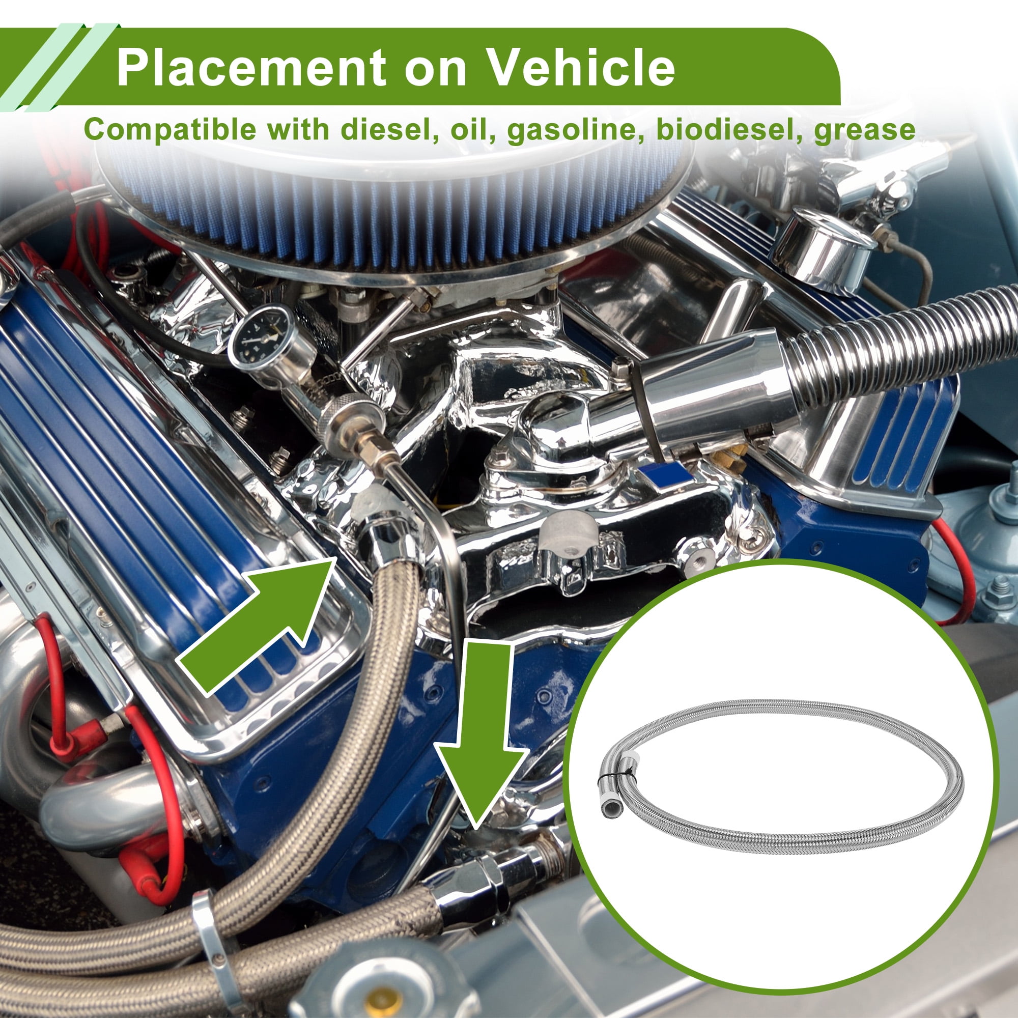 Unique Bargains AN8 Fuel Line Hose 3ft Vacuum Hose for Automotive Fuel Systems Silver