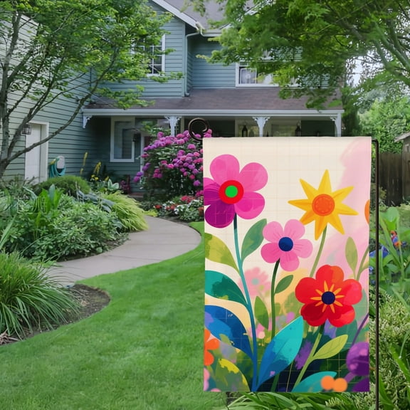 Spring Summer Garden Flag Double Sided Flower Welcome Yard House Outside Outdoor Decoration,12*18 inch