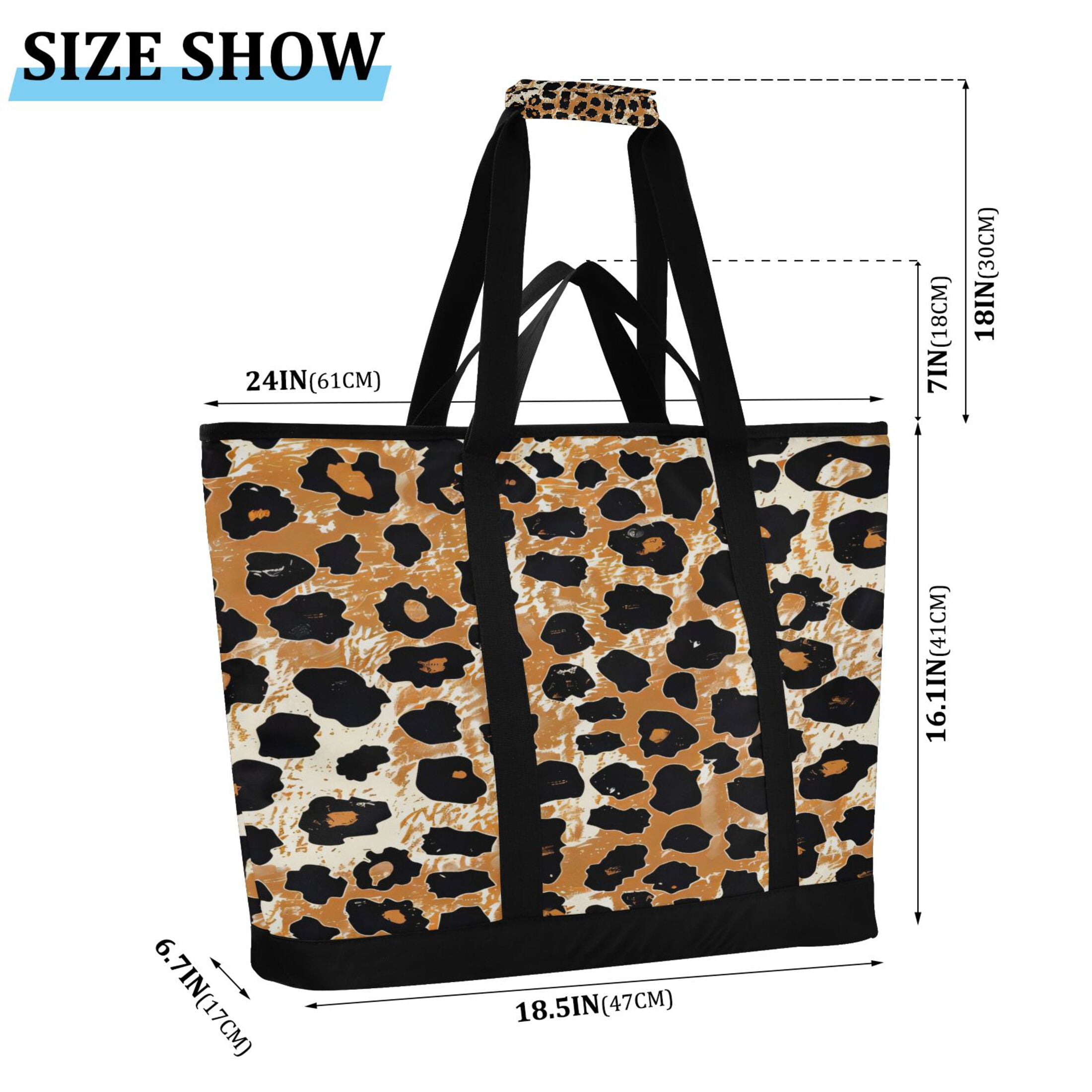 Large Hand-held Ice Pack Picnic Bag Insulation and Refrigeration Suitable for Shopping Picnics and Camping Leopard Print