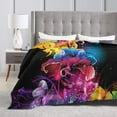 thumbnail image 3 of Rainbow Flowers Artistic Throw Blanket, Super Soft Anti-Pilling Flannel Bed Blankets, 40"x30", 3 of 8