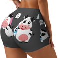 thumbnail image 2 of Xecao Cute Farm Milk Animal Print Workout Shorts for Women Soft Smooth Gym Yoga Scrunch Active Tennis Workout Running Shorts, 2 of 9