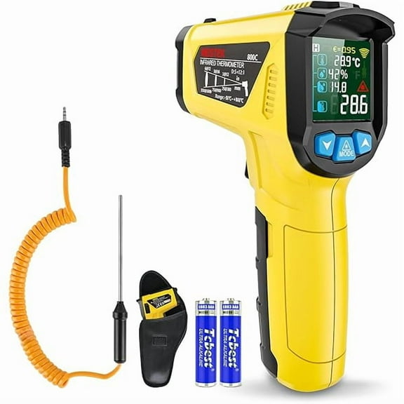 ZLC Infrared Thermometer Temperature Gun, -58°F~1472℉, Non-Contact Digital IR Laser Thermometer Temp Gun with Probe for Cooking, Pizza Ovens, Griddles, Meat, HVAC, Adjustable Emissivity
