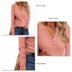 thumbnail image 3 of Blusa De Manga Larga Blusa Casual Ajustada Mujer Escote En V Túnica Tops Manga Larga Botón Frontal Casual Slim Fit Blusa Acanalada Para Trabajo Fiesta Exterior Rosa M ANGGREK Rosa M, 3 of 6