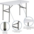 thumbnail image 2 of New Home Era 4' Non Folding Rectangular All-Occasion Plastic Folding Event Table | 4 Feet Foldable Portable Banquet Table for Indoor/Outdoor Events | White, 2 of 4
