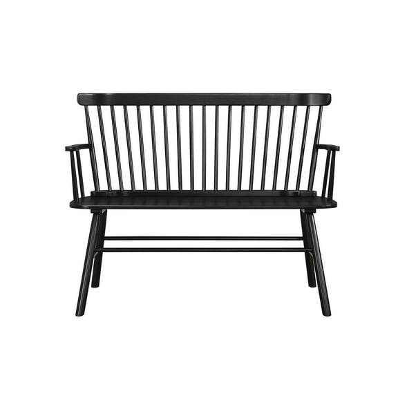 Newboti Furniture 1pc Casual Farmhouse Relaxed Vintage Wood Spindle Back Bench Black Wooden Chair 52393