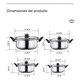 thumbnail image 5 of Batería De Cocina Ollas Acero Inoxidable Tapa Cacerola 6 pcs, Plata, 5 of 5