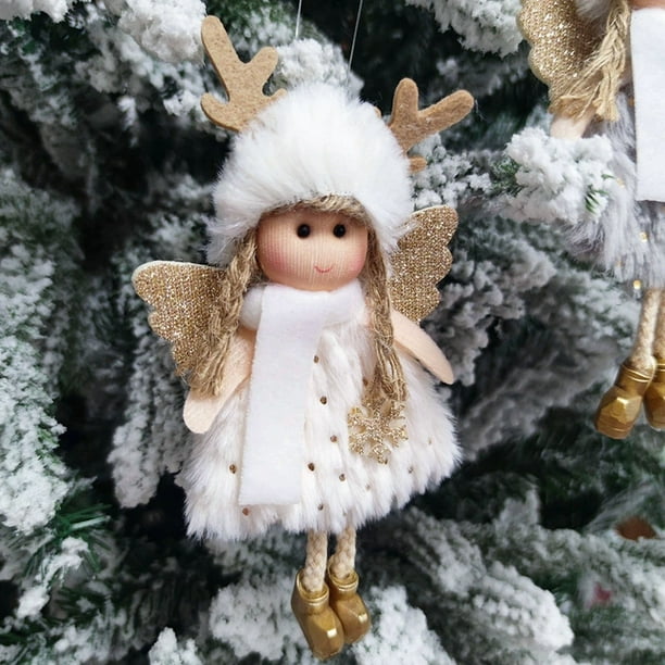 Christmas Angel Ornaments - Cute Doll Christmas Tree Ornaments Decor - Hat & Cloth for Girls Birthday Party Decorations - Reindeer Angel(White)