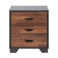 thumbnail image 2 of Knubmt Wood Beside Table with Handle, 3 Drawer Nightstand for Living Room, Bedroom, Brown + Dark Brown, 2 of 7