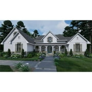 The House Designers: THD-7393 Builder-Ready Blueprints to Build a Spacious Farmhouse Plan with Slab Foundation (5 Printed Sets)