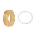 thumbnail image 1 of 2PCS Girls Finger Ring Creative Simple Fake Peal Knuckle Ring Wide Chunky Ring, 1 of 10
