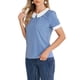 thumbnail image 4 of INSPIRAR CHIC Blusas de Mujer con Cuello Peter Pan en Contraste, con Lunares, de Manga Corta, Talla M, Azul Polvoriento, 4 of 6