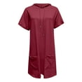 thumbnail image 4 of TYGHBN Women Summer Casual Fashion Short Sleeve Soild Color Hooded Long Double Pocket TShirt Top Set Shirt Blank Athletic Shirts Tech Pack Shirts for Women Tall Short Sleeve Tee Tops Womens Tee Tops, 4 of 6