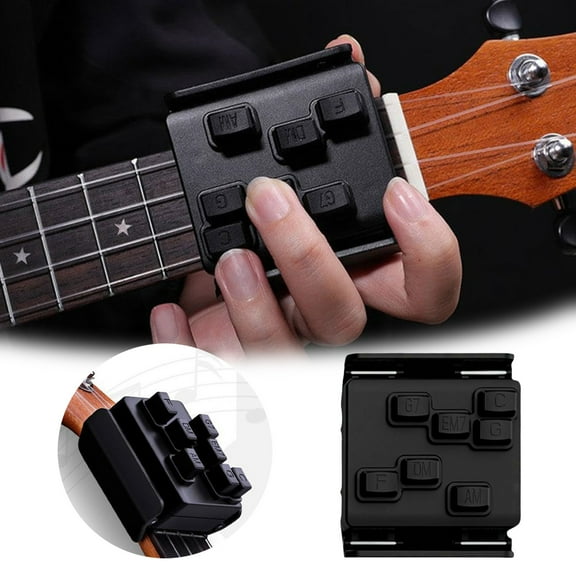 EcoNest Guitar Chord Trainer Ukulele Aid Easy Kit Chord Assisted Learning Tool Ukulele Attachment Finger Ukulele Chord Presser For 23 Inches And 26 Inches One String Black