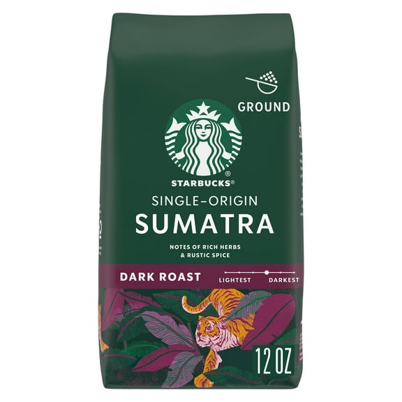 Starbucks Single-Origin Sumatra, Ground Coffee, Dark Roast Hot or Iced Coffee, 12 oz